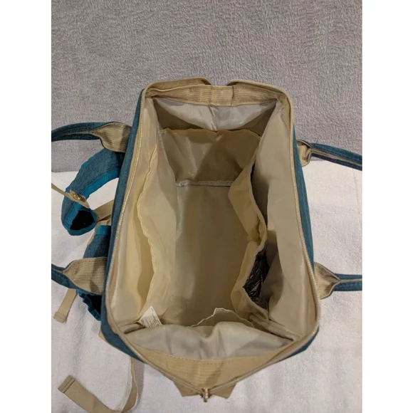 V-Coool Professional Cooler Bag Baby Bag Teal Beige Cooling Pocket Tote Backpack - Picture 9 of 15